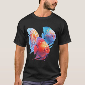Camiseta Peixe de Disco Pet Engraçado Tanque de Aquário Eng