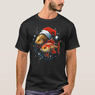 Camiseta Peixe de Natal Chapéu do Papai Noel Presente de Na