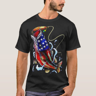 Camiseta Peixe de Pesca de Baixo Pai Americano Padre Quarto