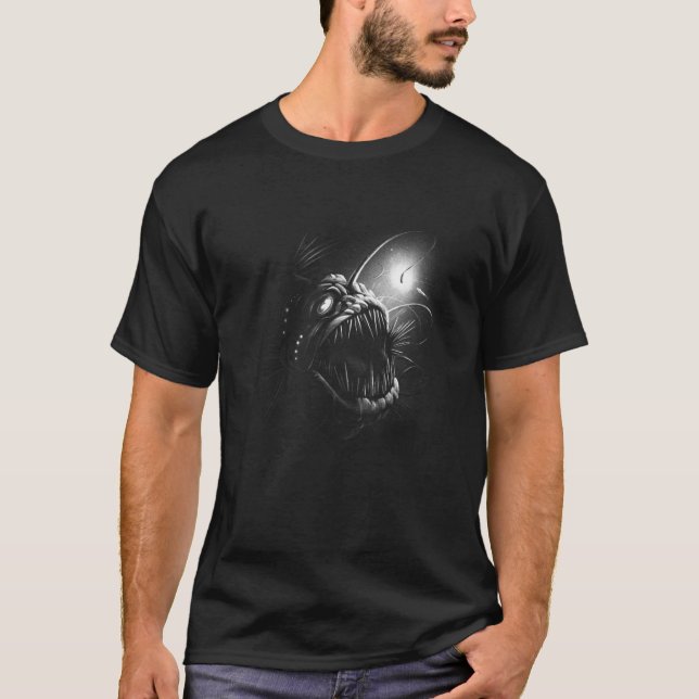 Camiseta Peixe de pesca de profundidade (Frente)