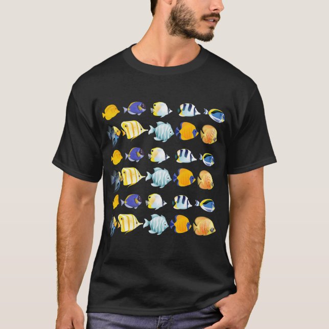 Camiseta Peixe Divertido Azul e Amarelo (Frente)