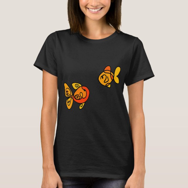 Camiseta Peixe dourado arte linha (Frente)