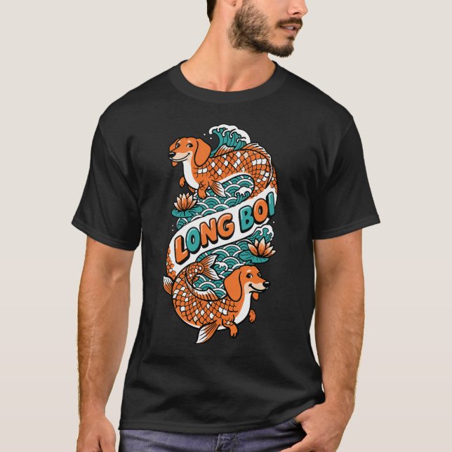 Camiseta Peixe dourado escuro, peixe Koi, peixe Betta Arte  (Frente)