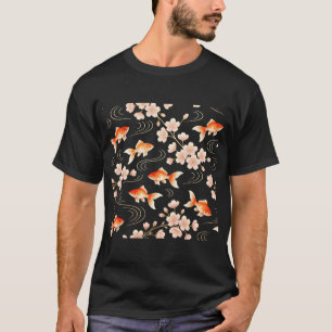 Camiseta Peixe Dourado Flor de Cerejeira Aquarela