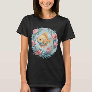 Camiseta Peixe dourado fofo com um coraçãozinho fofo - por