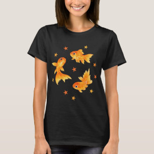 Camiseta Peixe Dourado Kawaii Adesivo Laranja
