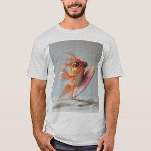 Camiseta Peixe Dourado Legal Surfando numa Onda