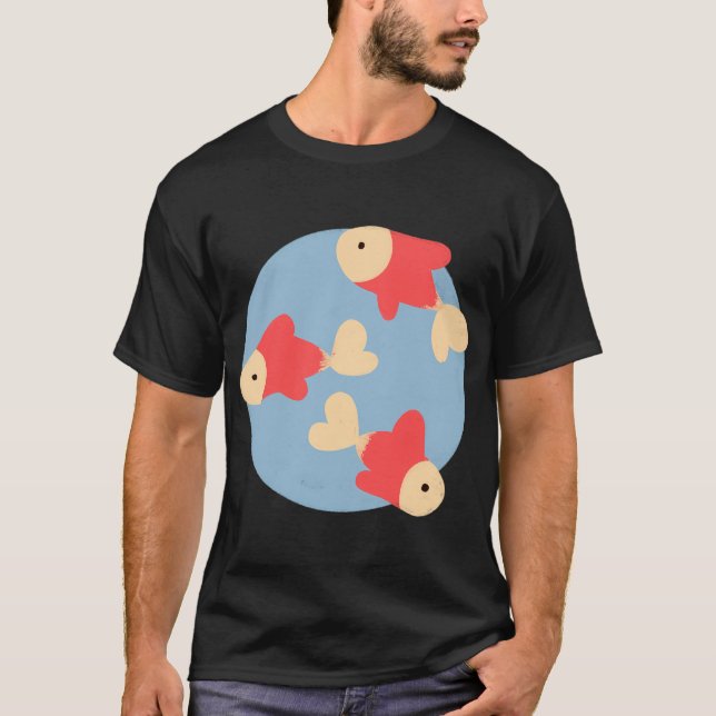 Camiseta Peixe Dourado Nadando Minimalista (Frente)