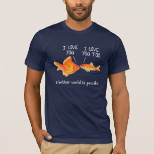 Camiseta Peixe dourado no amor mim coração você