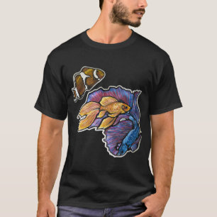Camiseta Peixe Dourado, Peixe-Beta Cauda de Meia-Lua, Peixe