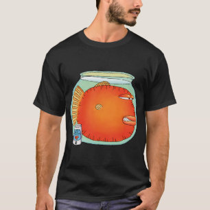 Camiseta peixe dourado zangado na tigela