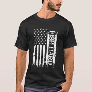 Camiseta Peixe Duro Estados Unidos Angustiado com a Bandeir