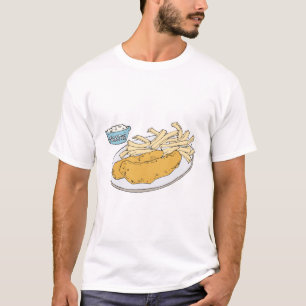 Camiseta peixe e batata frita