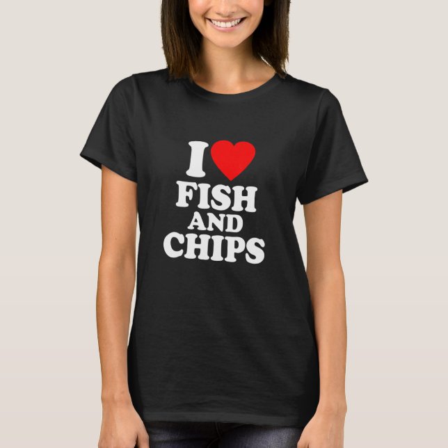 Camiseta Peixe E Batatas Fritas Coração De Amor (Frente)