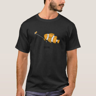 Camiseta Peixe Egoísta  Telefone Foto Selfie Stick Laranja 