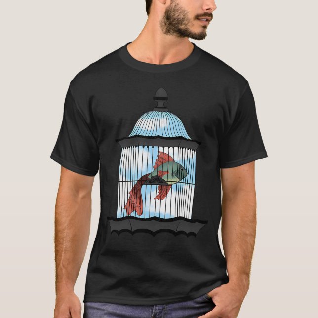 Camiseta Peixe Em Uma Gaiola (Frente)