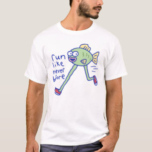 Camiseta Peixe Engraçado Correndo Com Pernas