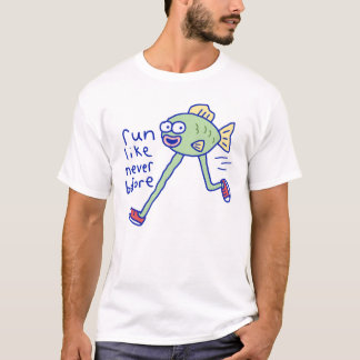 Camiseta Peixe Engraçado Correndo Com Pernas