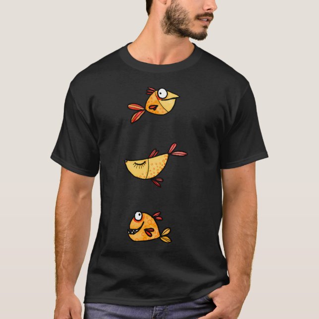 Camiseta peixe engraçado doodle (Frente)