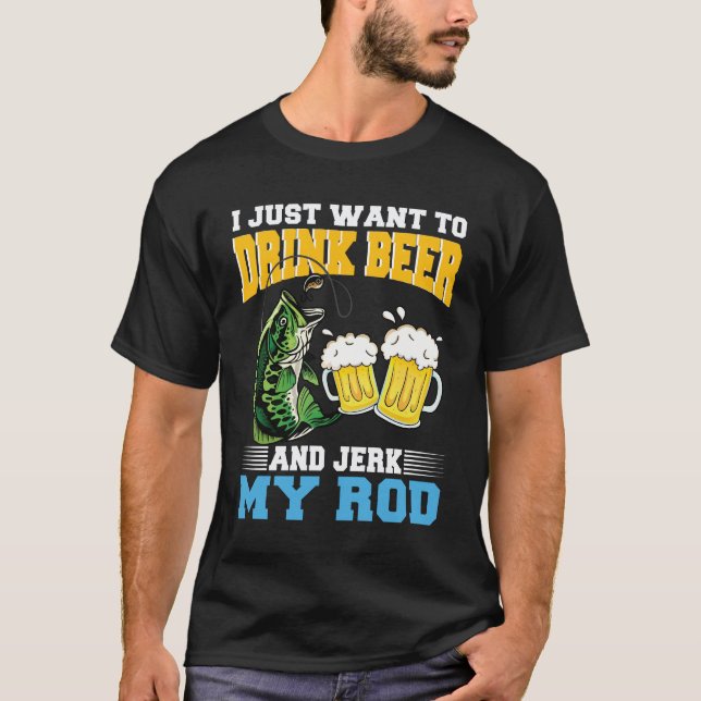 Camiseta Peixe Engraçado e Pescador de Cerveja (Frente)