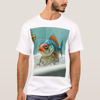 Camiseta Peixe engraçado no banho