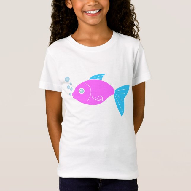 Camiseta Peixe engraçado rosa (Frente)