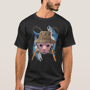 Camiseta Peixe Esfinge Pescador ao Ar Livre Gato Fofo Pesca