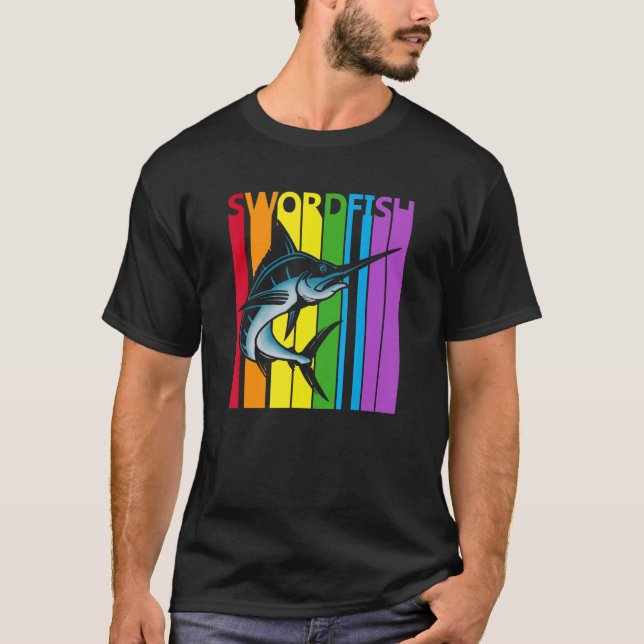 Camiseta Peixe-espada arco-íris fofo (Frente)
