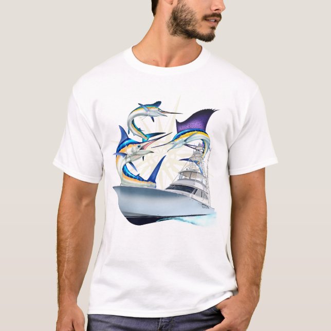 Camiseta Peixe-espada do mar - Espadim Azul, Peixe-vela, Mã (Frente)