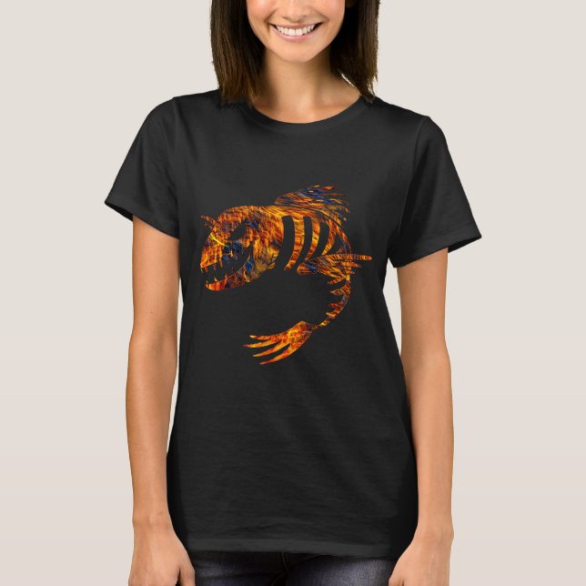 Camiseta Peixe Esqueleto em Chamas (Frente)
