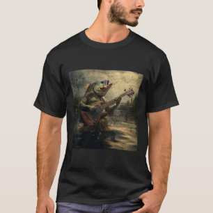 Camiseta Peixe estranho tocando B guitarra Engraçado Memóri