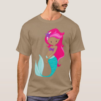 Camiseta Peixe-Estrelado Rosa-Rosa-Sereia Africano