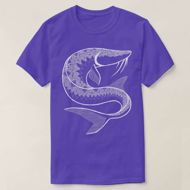 Camiseta Peixe-Esturjão Branco (Frente do Design)