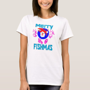 Camiseta ♫ ♥ Peixe FelizMas-SantaPeixe Engraçado, Capa Long