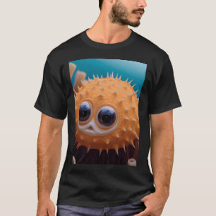 Camiseta Peixe Fugu Fofo. Arte Japonesa de Fugu