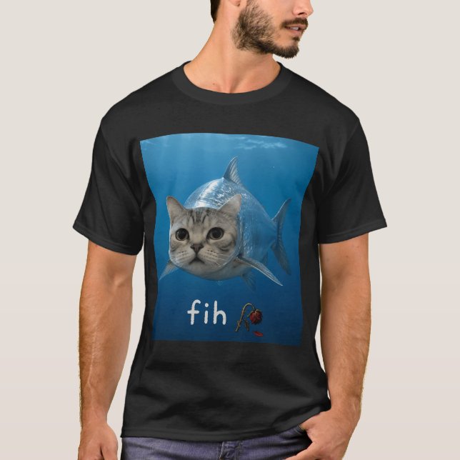 Camiseta Peixe Gato Engraçado Meme Fih (Frente)