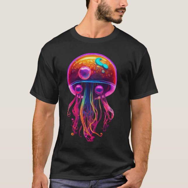 Camiseta Peixe-gelo do oceano Preto Cor do algodão metade s (Frente)