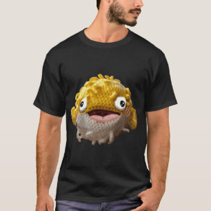 Camiseta Peixe globo de crochê fofo bobo
