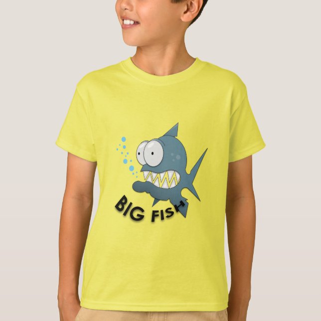 Camiseta Peixe Grande - Camisa-T Básica Para Crianças (Frente)