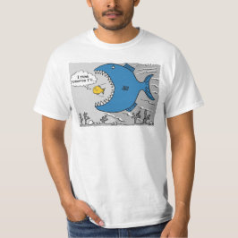 Camiseta Peixe grande prestes a comer um aquário mais peque