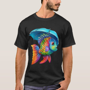Camiseta peixe guarda-chuva colorido, peixe guarda-chuva ar