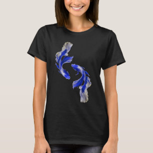 Camiseta Peixe Guppy dourado azul Guppies fancy lutador tai
