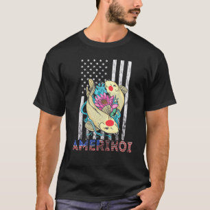 Camiseta Peixe Koi América Lótus 4 De Julho Patriótico Amer