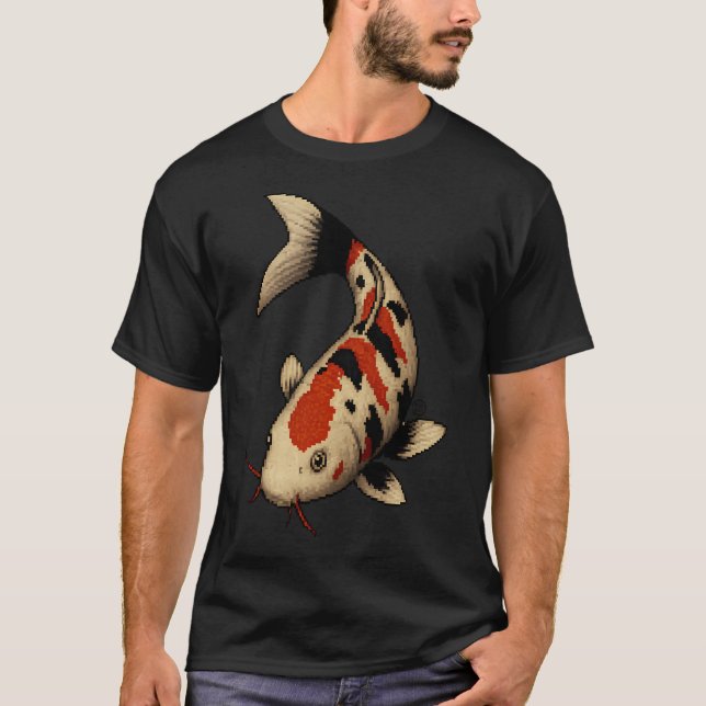 Camiseta Peixe Koi - Arte Pixel - Gráficos 8bit 16bit (Frente)