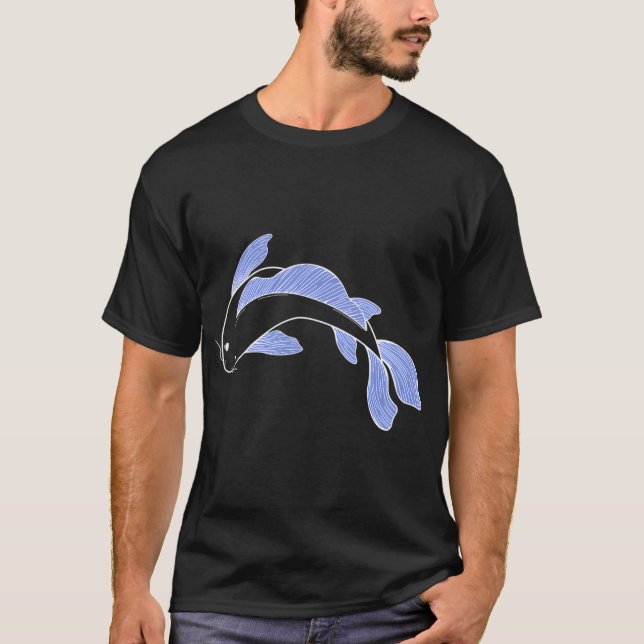 Camiseta peixe koi - azul (Frente)