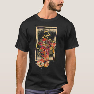 Camiseta Peixe Koi com dragão e Koi japonês com japonês