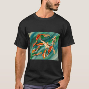 Camiseta Peixe koi em fundo verde brilhante