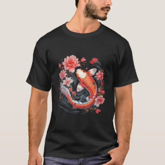 Camiseta Peixe Koi Japonês Nishikigoi Peixe Quadro Negro