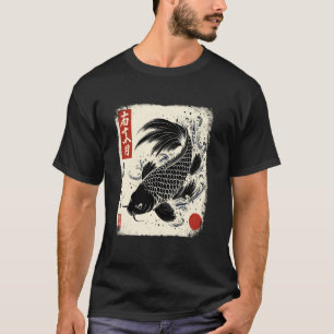 Camiseta Peixe Koi Japonês Sakura Nishikigoi Koi Carpa Arte