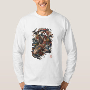 Camiseta Peixe Koi Japonês Tatuagem Japonesa Tradicional